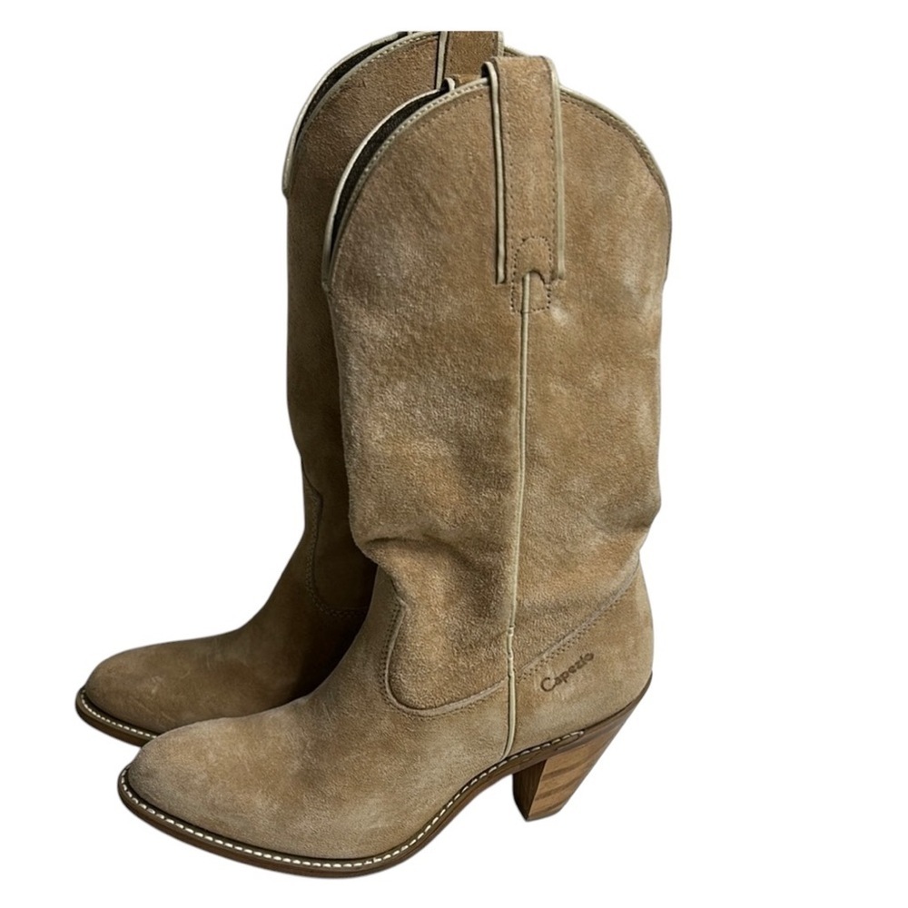 Capezio Vintage Tan Suede Cowboy Boots Size 6.5